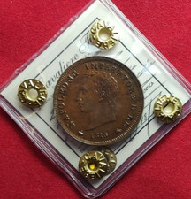 Regno D'Italia Napoleone Soldo 1813M SPL-FDC Orecchio Ribattuto periz. Cavaliere
