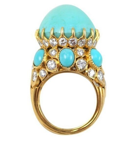 Anello turchese cabochon