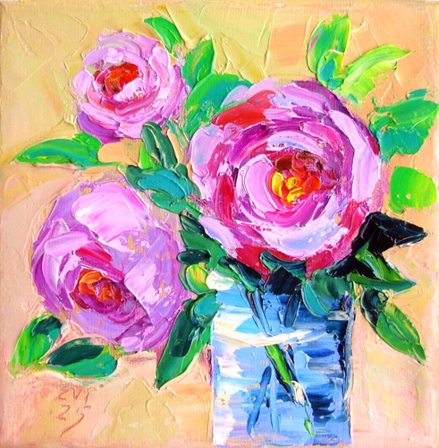 Peonia vaso dipinto olio - vaso,