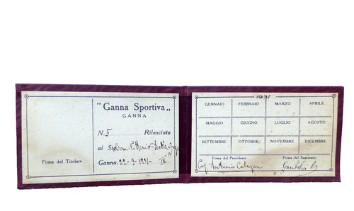 Vecchia tessera ganna sportiva - tessera,