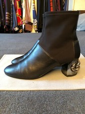 CASADEI LUSSO STIVALETTI BOOTS PELLE BI MATIERE BLACK ORIGINAL 39 EU 9 US 6 UK