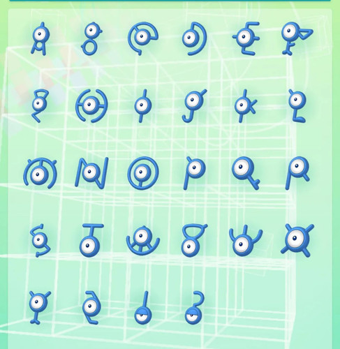 Shiny unown tutte lettere - shiny, le
