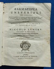 FARMACOPEA UNIVERSALE 1786 NICCOLO’ LEMERY FARMACIA MEDICINA BASSANO