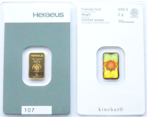 Lingotto oro heraeus grammi - oro, 2
