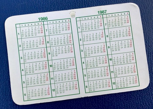 Rolex 1986 1987 calendar - 1986,