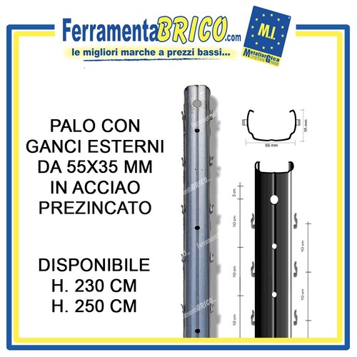 Palo con ganci esterni - ganci,