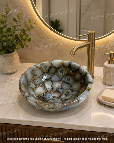 Lavabo rotondo pietra - pietra, agata