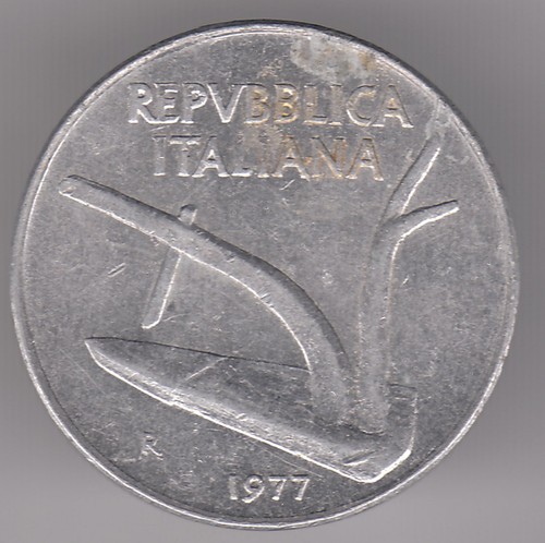 Moneta italia lire 1977 - italia, 10