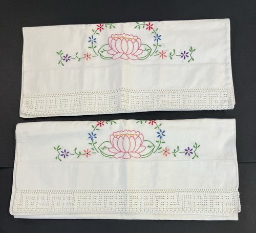 Coppia federe ricamate - , vintage