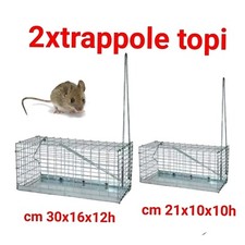 TRAPPOLA A GALLERIA PER TOPI x 2pz GABBIA CATTURA RATTI 21x10x10h+30x16x12h