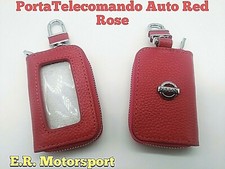 PortaTelecomando Auto in Ecopelle Red Rose con Logo Metallico Nissan