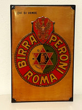GADGET - TARGA PUBBLICITARIA IN LATTA - VINTAGE 1990s - BIRRA PERONI, ROMA