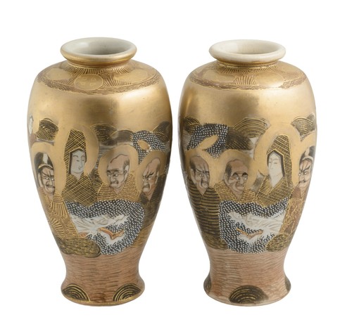 Pair antique japanese satsuma - japanese,