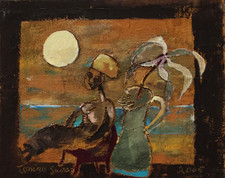 Tonino GUERRA: affresco su tela,arte contemporanea,poesia,Romagna,pittura,telaio