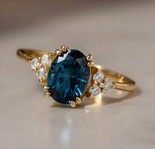 Anello ovale colore zaffiro