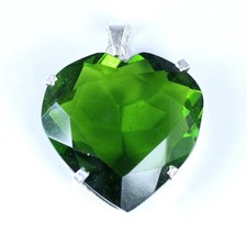Ciondolo Brasiliano 57,25 Ct Peridoto Forma Cuore Gemma Certificato Regalo Ma...