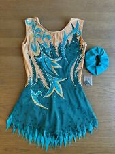 Body smanicato Rhytmic Gymnastics Acro - verde scuro/azzurro/oro - NUOVO DI ZECCA
