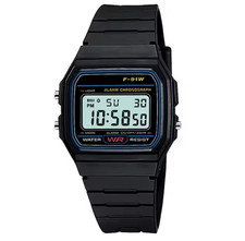 Orologio F-91W Uomo Donna Unisex Vintage Gomma Nero Digitale Sveglia Classico