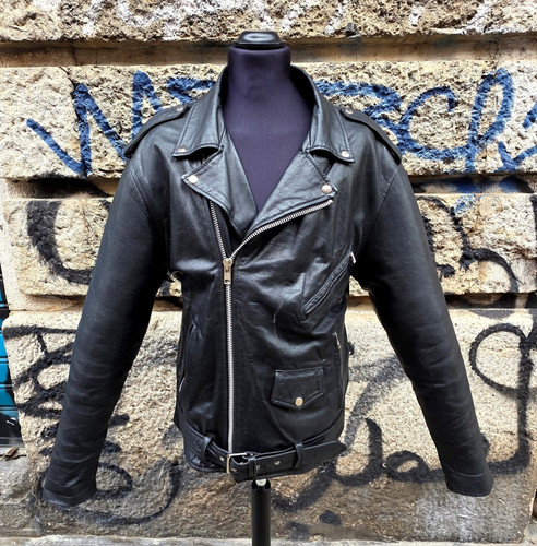 Giubbotto pelle moto vintage - pelle,