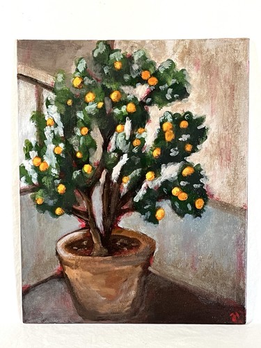 Quadro albero arancio vaso - arancio, in