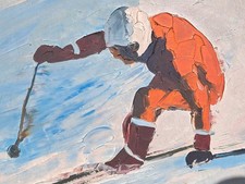 Mario Berrino, dipinto a olio tecnica a spatola, ritratto di Gustav Thöni