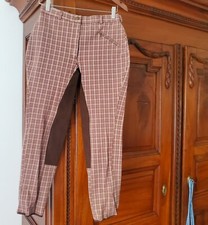 2 Pantaloni Equitazione Donna Equilibre Crema Marron Cotone Elasticizzati,   48