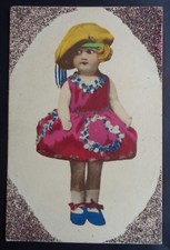 CARTOLINA BAMBOLA LENCI A RILIEVO VINTAGE ANNI '30 RARA DOLL
