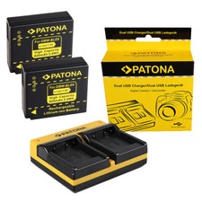 2x Batteria Patona + caricabatteria USB dual per Panasonic Lumix DMC-GF3KW