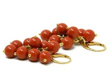 Orecchini a grappolo corallo rosso Sardegna donna placcati oro – DodiGioielli.it