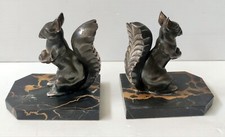 Porta Libri Animale Scoiattolo In Lega Firmato Coffin Base In Marmo Art Deco