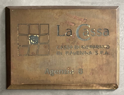 Targa ottone cassa - "la, cassa"