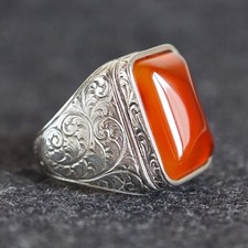 Anello corniola uomo argento