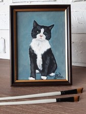 Dipinto originale olio gatto
