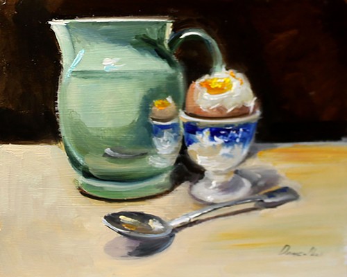 Uovo quadro olio - olio, 8x8