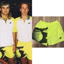 Pantaloncini da tennis vintage Nike McEnroe Agassi Challenge Court S giallo fluo