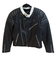 Giacca giubbotto giaccone chiodo JK Work pelle protezioni vintage moto uomo S