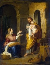 Dream-art Dipinto Olio Sacra-Famiglia-Murillo-Bartolome-Esteban Madonna bambino uomo