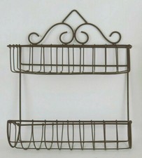 VECCHIO PORTAOGGETTI IN METALLO PENSILE DA CUCINA CESTO CESTINO A RETE BA1