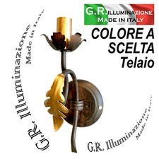 APPLIQUE IN FERRO BATTUTO 1 LUCE LAMPADA DA PARETE AVORIO O BRUNITO BAGNO Tanita