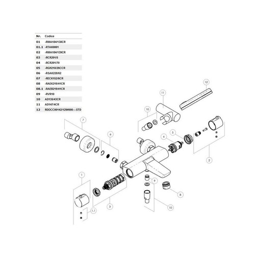 Ricambio maniglia termostatica - maniglia,