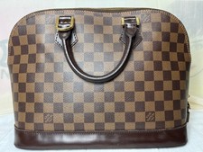 Borsa a mano LOUIS VUITTON Damier Ebene Alma in pelle vintage manico superior...