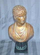 Busto classico in gesso dipinto a mano vintage greco romano