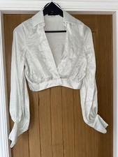 Top camicia donna cropped