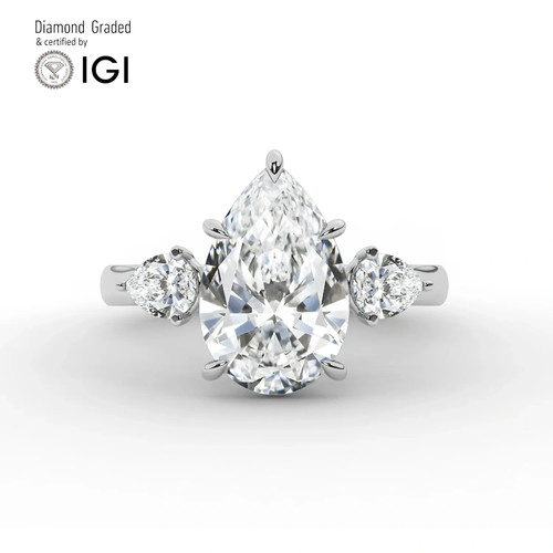 Anello trilogy diamante pera - anello,