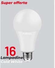 16 Lampadina Lampada sfera LED E27 20W attacco vite 220V luce fredda 6500K Promo