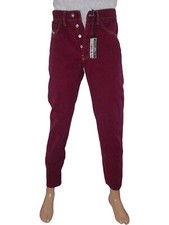 Diesel Pantalone Jeans Da Uomo 45 W31 M Medium Rosso Denim Gamba Affusolata