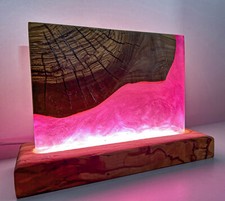 Lampada da tavolo in Resina epossidica con legno di Ulivo (abat jour vintage) #5