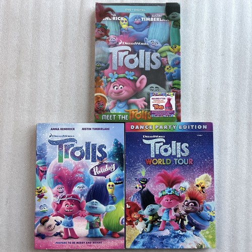 Trolls movie dvd lot new - 3-movie, (b)