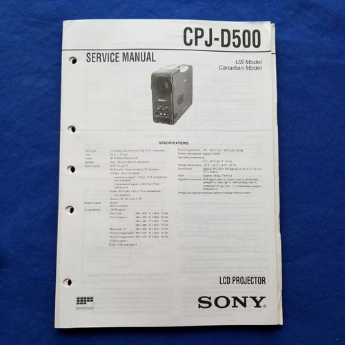 Sony cpj d500 - cpj-d500, manuale