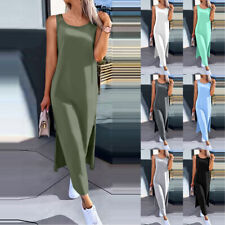 Abito Estivo Da Donna Senza Maniche In Pizzo Cavo Abito Casual Lungo Diviso ☆